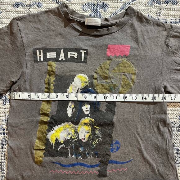 VTG 80's Heart Bad Animals Tour Band Graphic T Shirt Double Sided Faded SZ S - Picture 6 of 7
